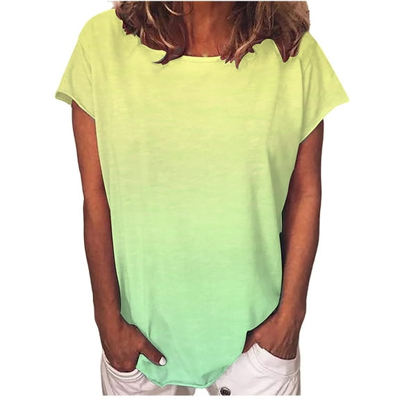 Summer Tops for Women Short Sleeve, Womens Plus Size Tops Crewneck Short Sleeve T Shirts Casual Loose Fit Tees
