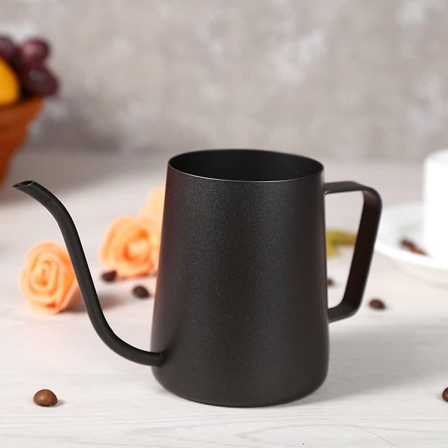 Cafetera de 350 ml que pinta la tetera de goteo de café antióxido de acero inoxidable con un pico largo sobre el cuello de cisne Control de flujo perfecto Oficina en el hogar (1pc