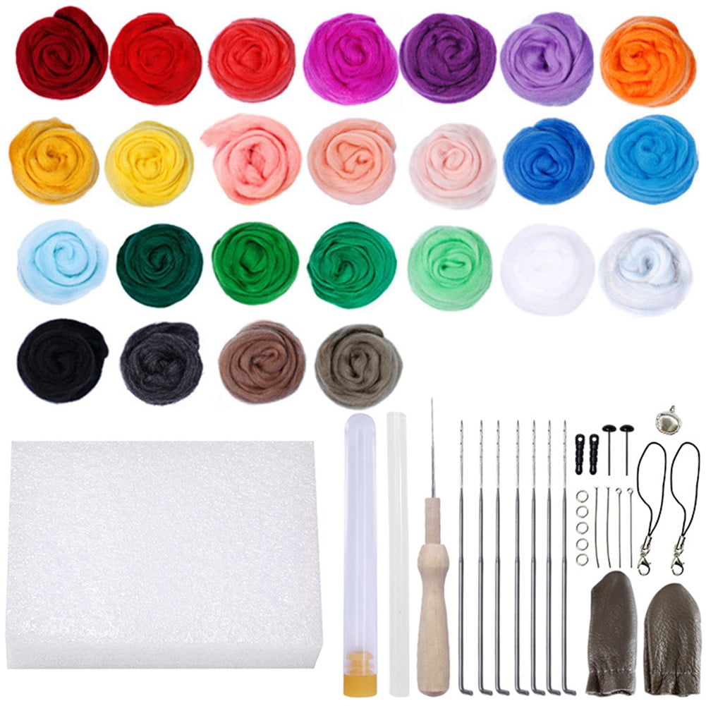 Complete Needle Felting Kit Handmade Wool Felt Material and Essential Tools