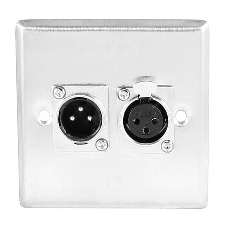 Unique Bargains Metal Wall Plate Audio Microphone Double XLR 3Pin Female Jack Solder Type Mount