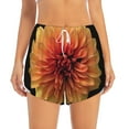 thumbnail image 3 of Uemuo Orange Dalia Pattern Women's Athletic Shorts High Waisted Running Shorts with Liner Pockets Gym Elastic Workout Shorts-X-Large, 3 of 9