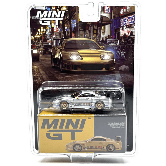 MINI GT 1:64 Toyota Supra (A80) Top Secret GT-300 – Top Secret Gold – RAW Chase Edition