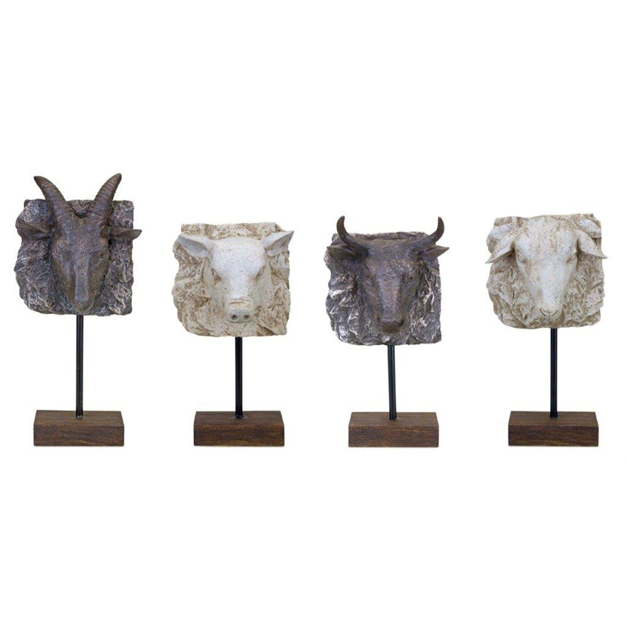 Animal Sculpture (Set of 4) 12"H, 12"H, 12"H, 14"H Resin
