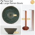 thumbnail image 3 of 8 Inch Ceramic Ramen Bowl Set of 2, 40oz Japanese Bowls with Spoons & Chopsticks,Durable,Microwave & Dishwasher Safe,Perfect for Ramen,Pho,Salad,Soup,Noodles，Mixing bowls（Jade Green）, 3 of 8