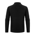 thumbnail image 3 of Men's Sweater Long Sleeve Quarter Button Stand Collar Solid Chunky Knit Pullover Tops Black L, 3 of 8