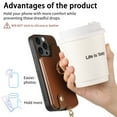 thumbnail image 4 of Decase Wallet Case for iPhone 12 Mini,Shockproof Rugged Phone Cover With 360° Rotatable Ring Kickstand & Back Zipper Card Pocket Cloth Fabric Hybrid PU Leather,for Women Men - Brown, 4 of 7