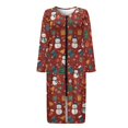 thumbnail image 4 of Xoenoiee Christmas Snowman Tree Bell Sock Snowflake Print Women Zipper Robe Long Sleeve House Coats Robes Xmas Soft Bathrobe with Pockets Lightweight Nightgown Plus Size, Size S, 4 of 7