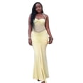 thumbnail image 2 of Women's Gauze Spliced Lace-Up Halter Chest Wrapped Sleeveless Backless Pleated Hips Wrapped Long Dress, Slight Perspective, Sexy, 2 of 29