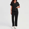 thumbnail image 6 of MLQIDK Scrub Sets for Woman Plus Size Nurse Uniforms Stretchy V Neck Scrub Pants and Tops Medical Scrubs Scrub Joggers Med Couture Scrubs Black XXL, 6 of 6