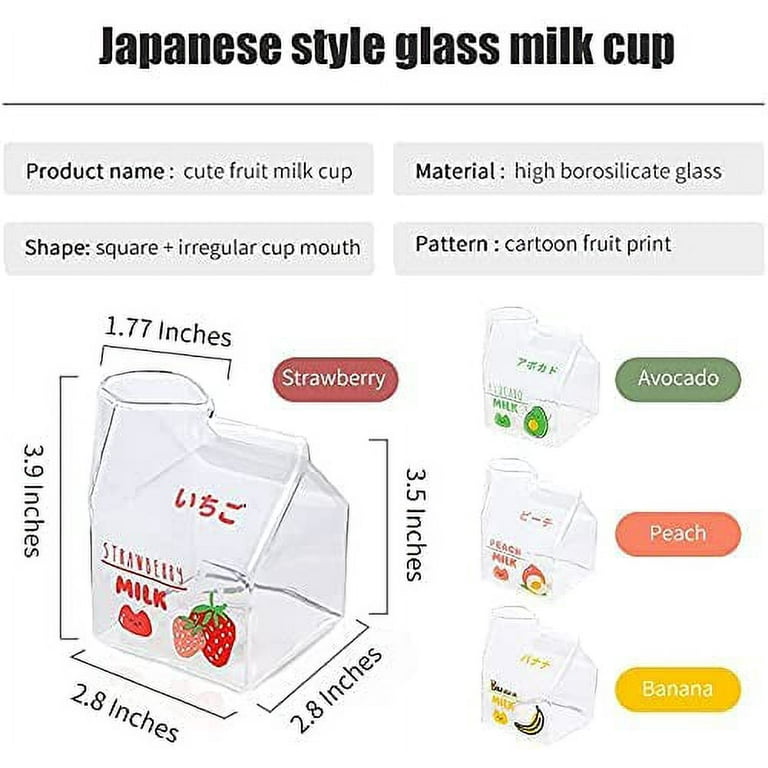 CoCopeaunt Kawaii Glass Cup Kawaii Strawberry Milk Cup Glass Kawaii Cup  Japanese Drinks Kawaii (Peach mug) 