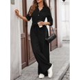 thumbnail image 5 of Womens Jumpsuits Long Sleeve V Neck Dressy Casual Wide Leg Pants Romper 2025 Autumn Outfits Black XL, 5 of 8