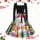 thumbnail image 1 of Vestido Informal Retro Con Cordones y Cuello Cuadrado de Manga Larga Con Estampado Navideño Para Mujer, Otoño E Invierno (1), 1 of 3