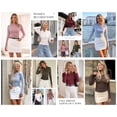thumbnail image 5 of PRETTYGARDEN Womens Long Sleeve Shirts Fall V Neck Cross Wrap Going Out Top Ribbed Ruched Fitted Business Casual Clothes, 5 of 8