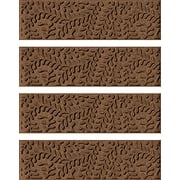 Bungalow Flooring Waterhog Stair Treads, Set of 4, 8-1/2 x 30 inches, Made in USA, Durable and Decorative Floor Covering, Indoor/Outdoor, Water-Trapping, Boxwood Collection, Dark Brown