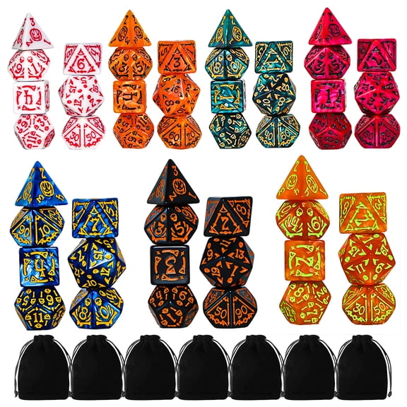 SWAJUJA Polyhedral Dice Set Halloween Pattern for RPG Games 49-Piece