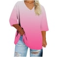 thumbnail image 3 of Bxsruta Women's Plus Size Oversized V-Neck T-Shirt 3/4 Sleeve Soft Stretch Fabric Casual Comfort Top for Everyday Wear, 3 of 6