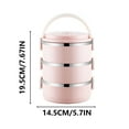 thumbnail image 3 of YIKA Tupperware Container Portable Lunch Box Circular Fresh-keeping Box Stainless Steel Insulated Student Office Worker Lunch Box Bento Boxes Kitchen Storage Pink, 3 of 9