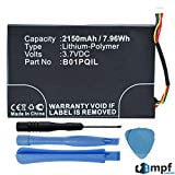 Nook Glowlight Replacement Screen High Capacity 2150mAh B01PQIL Battery Replacement for Barnes & Noble NOOK GLOWLIGHT BNRV500 eReader with Installation Tools ()
