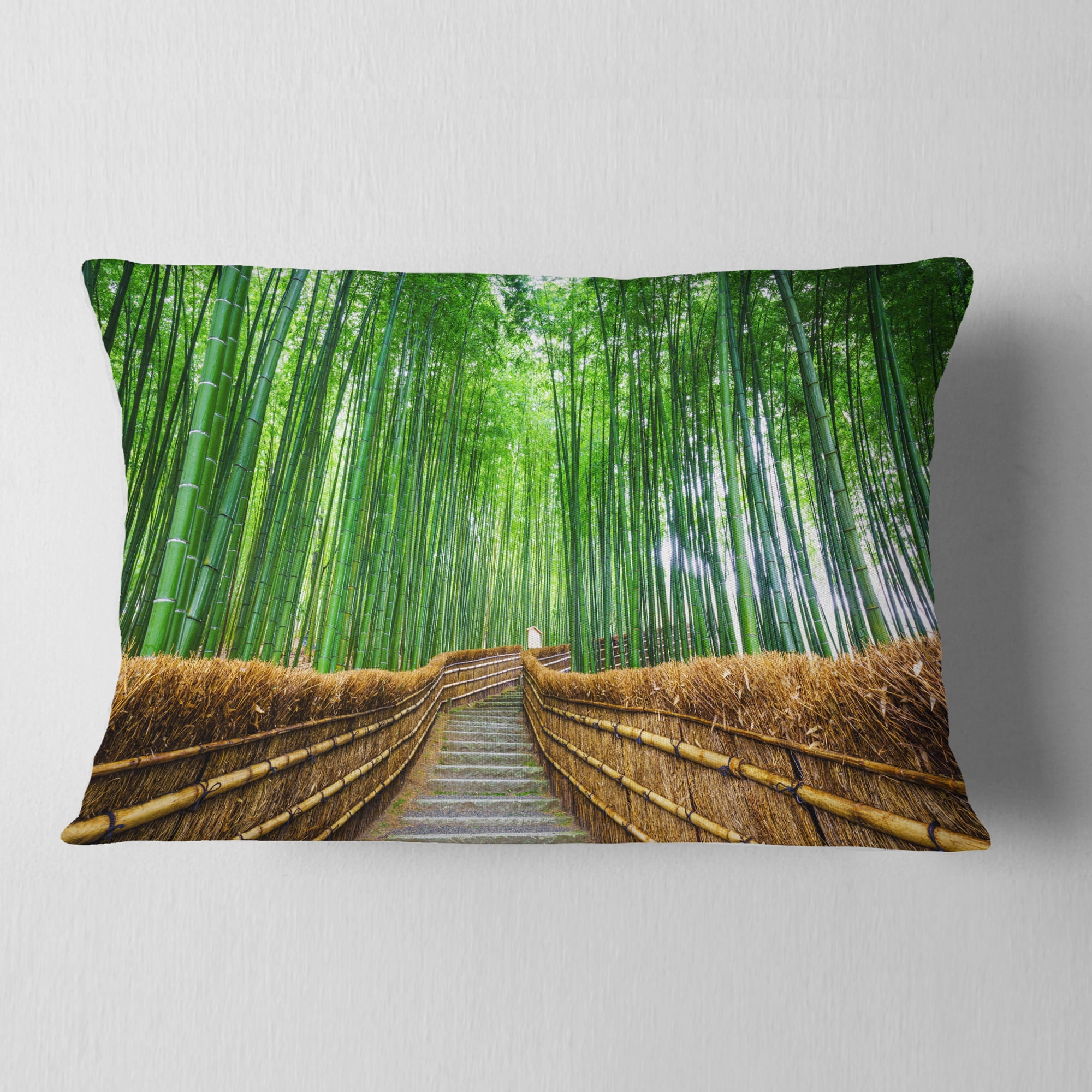 Designart Path to Bamboo Forest - Landscape Photography Throw Pillow - 12x20