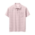 thumbnail image 4 of Mens Polo Shirts Summer Short Sleeve Striped Casual Golf Shirts Collared Button T Shirt with Pocket Size M-4XL Pink, 4 of 5