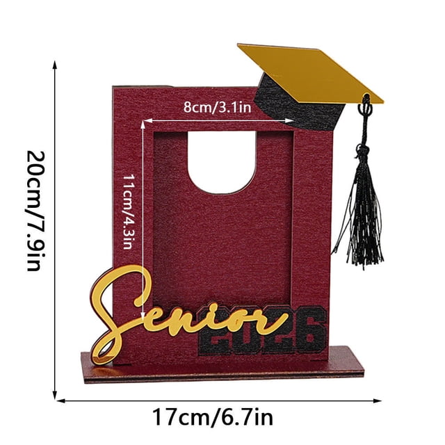 Graduation Photo Frame 2026 Vertical Wooden Design with Tassel and Cap Decor Tabletop Display for Graduation Gift Giving