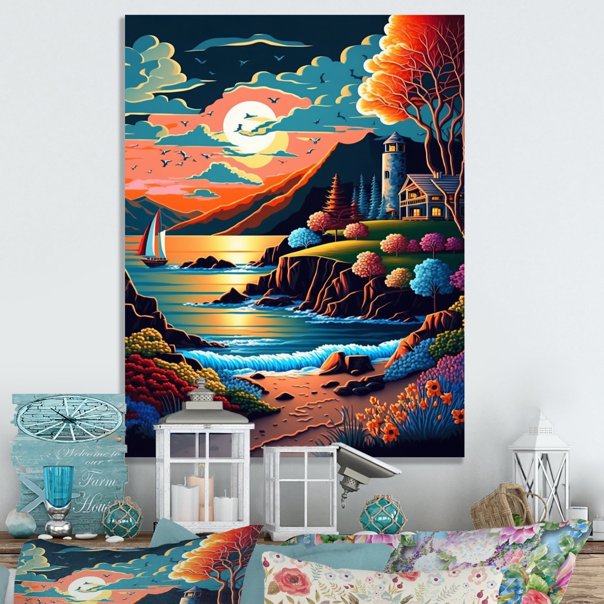 Designart Sunset In Modern Vector Style III Canvas Wall Art
