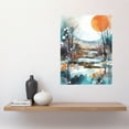 thumbnail image 2 of Abstract Winter Landscape Watercolour Painting Boho Countryside Sunrise Snow Large Wall Art Poster Print Thick Paper 18X24 Inch, 2 of 3