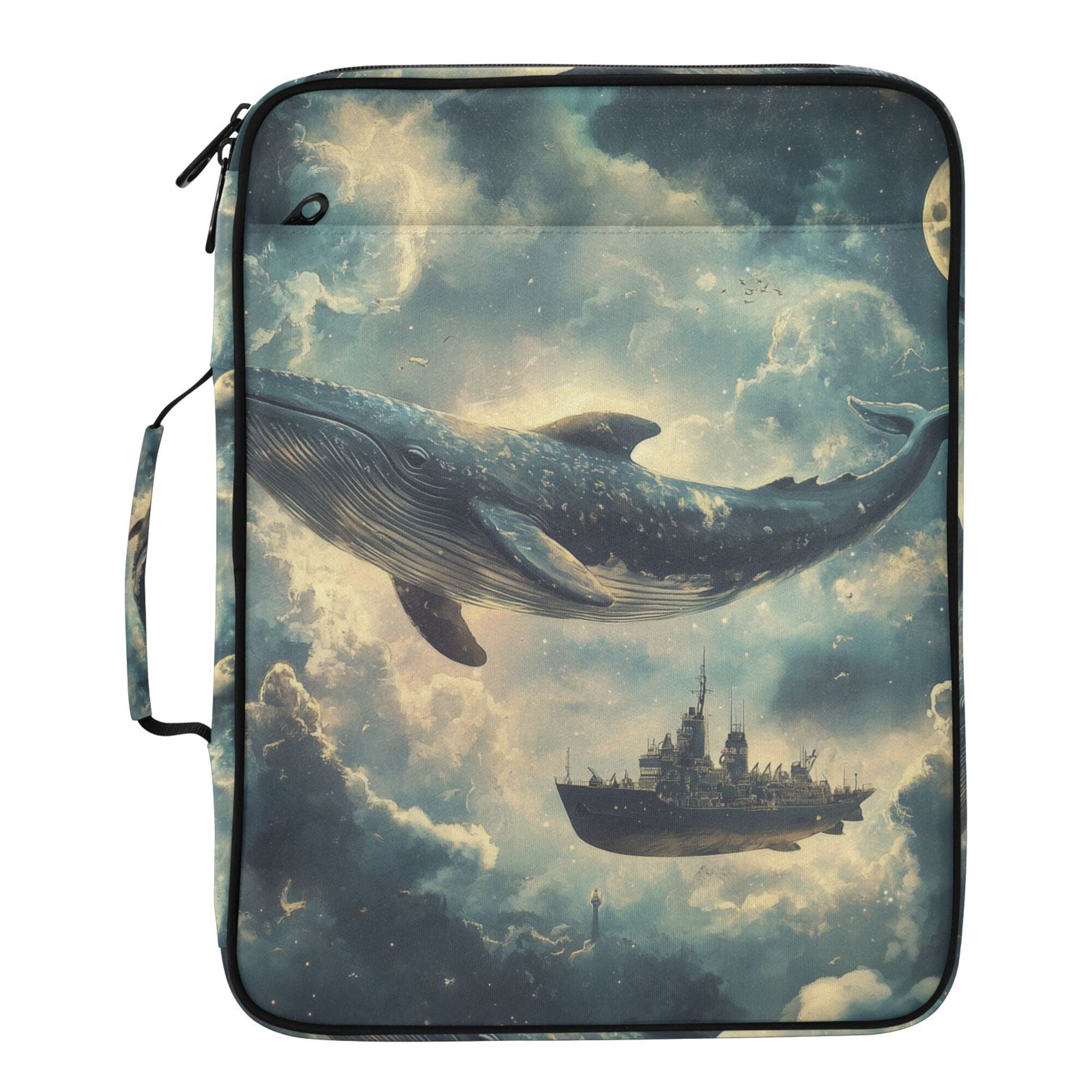 FORMRS Accordion File Folder A4 Size 7-Pocket Expanding Document Organizer Bag with 3 Ring Binder, Beige Floating Whale