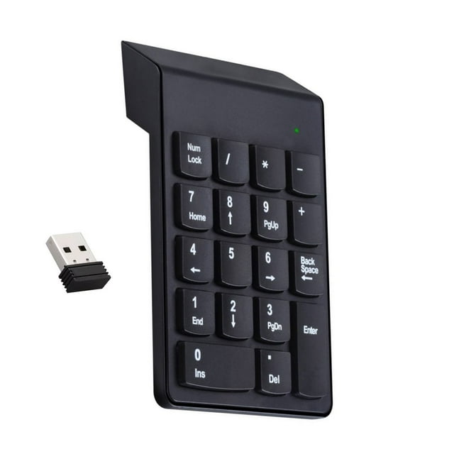 QJUHUNG 4GHz Wireless Number Keyboard USB 18 Keypad for Laptop PC Easy Setup 33ft Range Ergonomic Design for Work