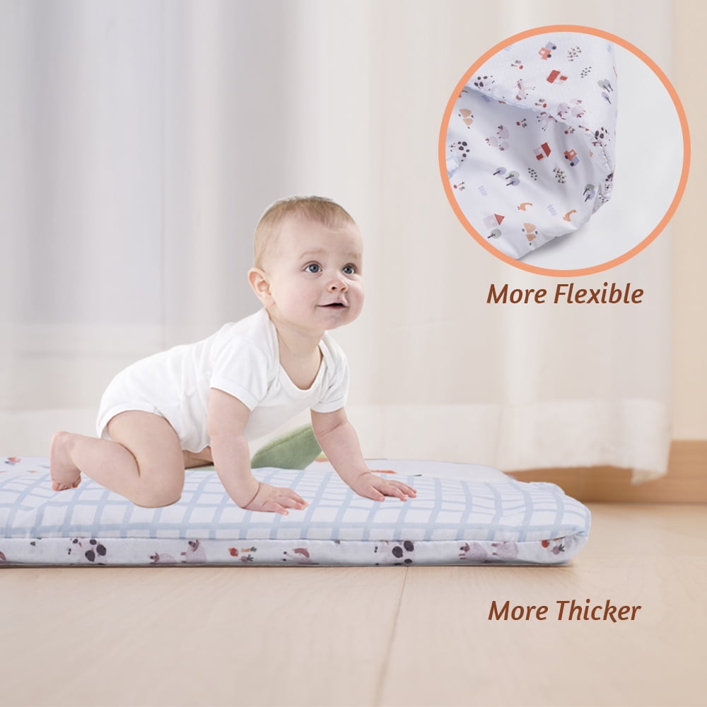 Buzz & Bloom Sweet Garden Baby Play Mat, Cotton Blend, Farm Theme with Animal Figures, Sensory Crawling Mat for Infant Tummy Time