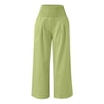 thumbnail image 4 of Lumtrix Women Summer High Smocked Waist Cotton Linen Palazzo Pants Wide Leg Long Lounge Pant Trousers With Pocket Green L, 4 of 5