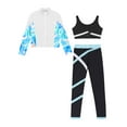 thumbnail image 3 of inhzoy Kids Girls Figure Ice Skating Outfits Long Sleeve Sweatshirt Jacket Crop Top with Practice Leggings Set Light Blue 12, 3 of 5