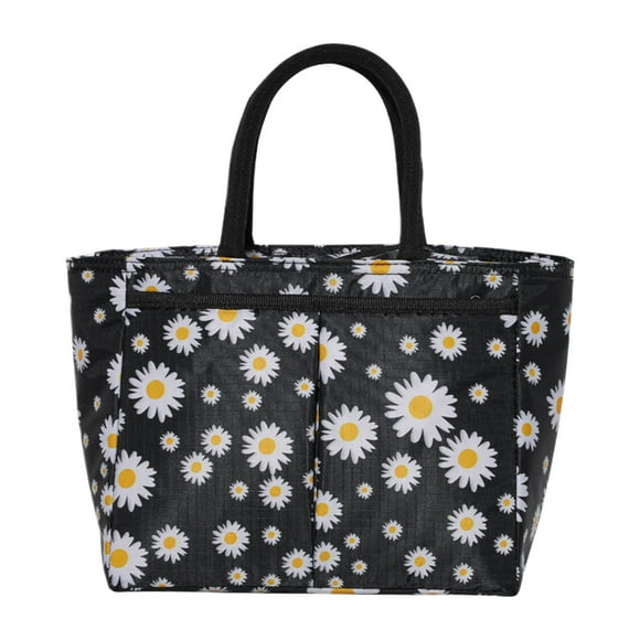Injueey Bolsa térmica para almuerzo OxfordCloth, lista para picnic, cálida y fría con estilo, gran capacidad integrada para más Mostrada negro Margarita