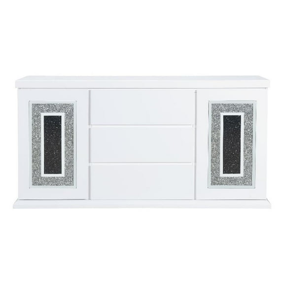 Pemberly Row Contemporary High Gloss White Finish Wood Buffet