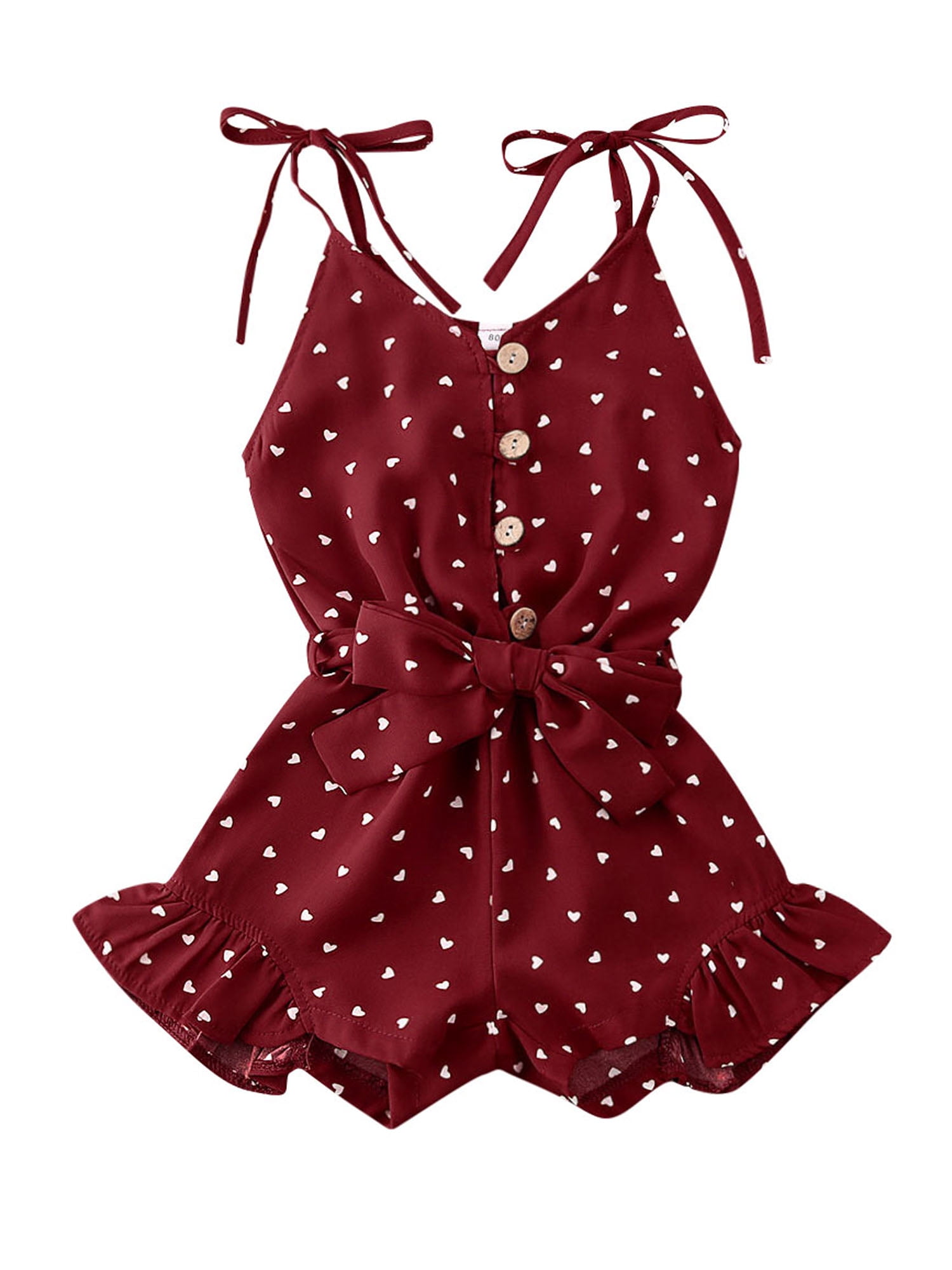 Toddler Kid Baby Girl Strap Sleeveless Romper Halter Heart Jumpsuit Bodysuit Shorts Overalls Summer Outfits Set