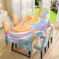 thumbnail image 3 of TSOVTHRID Colorful Painting Print 5 Pcs Dining Chair Covers and Tablecloth Set, Stain Resistant Table Cloth Dining Chair Slipcovers for Holiday Festival Decoration, 3 of 7