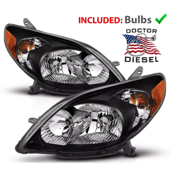 For 2003-2008 Toyota Matrix XR XRS Black OE Replacement JDM Headlights Pair Set