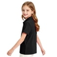thumbnail image 4 of Girls Collared School Uniform Polo Shirts Kid Short Sleeve Pique Polo Shirt,Black 150, 4 of 8