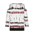 thumbnail image 5 of hxobax 3/4 Sleeve Shirts Womens Cold Shoulder Tunic Tops Tie-Dye Striped Tshirts Cross Wrop Blouses, 5 of 6