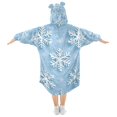 thumbnail image 2 of FORMRS Wearable Blanket Hoodie with Sleeves for Kids Cozy Flannel Sweatshirt, Blue Snowflake, 2 of 7