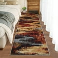 thumbnail image 2 of HOMERRY Runner Rug 2' x 6' Washable Modern Abstract Hallway Runner Carpet for Doorway Bedside, Red/Sandy, 2 of 5