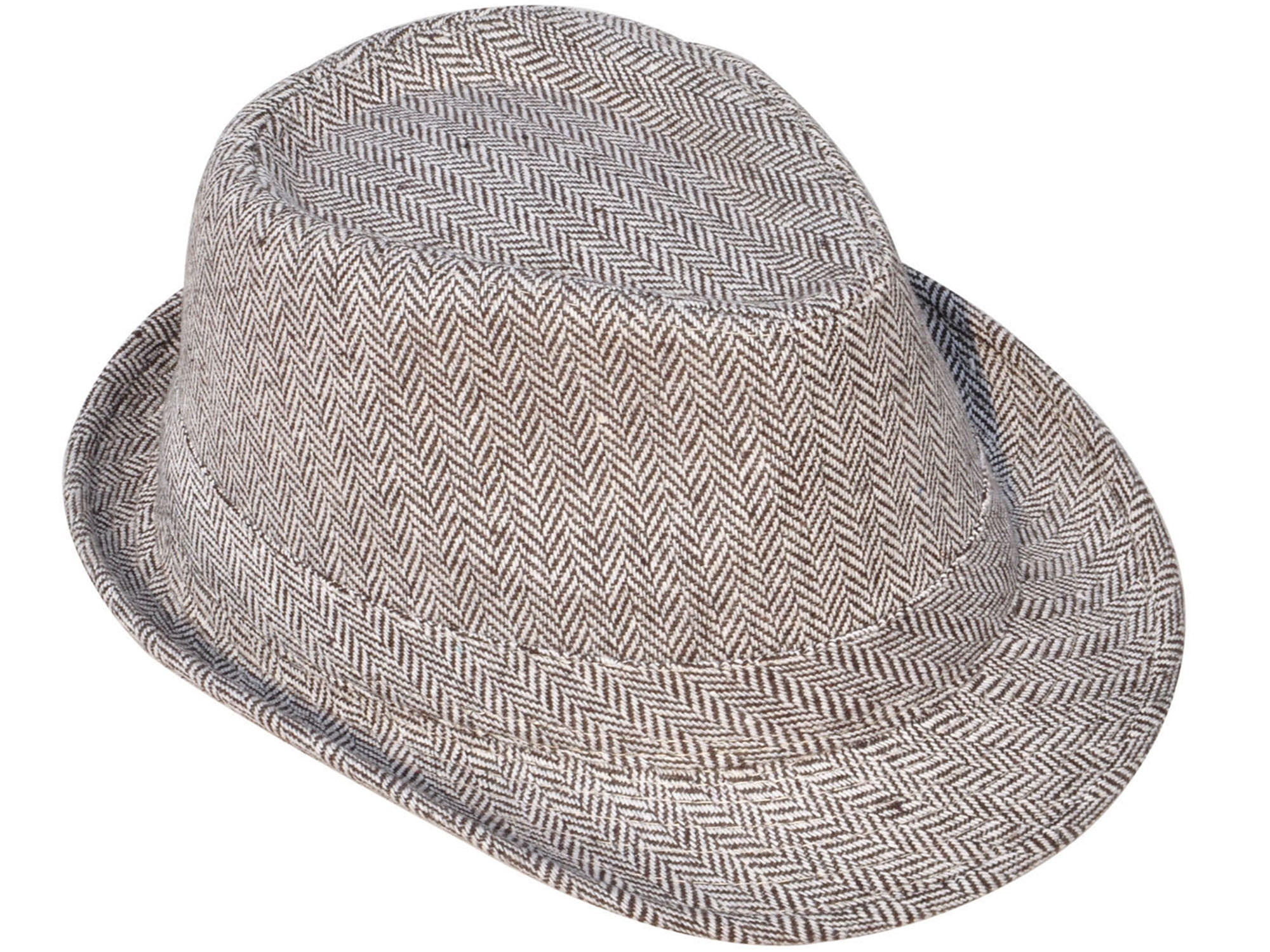 Simplicity® Men's Short Brim Fedora Hat w/ Band, 3071_Brown/White