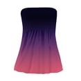 thumbnail image 6 of Smocked Tube Tops for Women - Tie Dye Striped Strapless Backless Sexy Summer Bandeau Tanks Purple S, 6 of 6