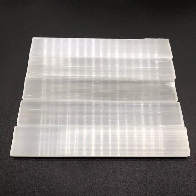 Placa de yeso transparente blanco natural, lámina de yeso de selenita, adornos de piedra cruda mineral