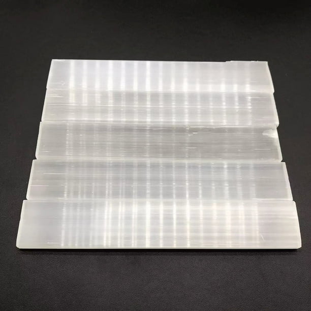 Placa de yeso transparente blanco natural, lámina de yeso de selenita, adornos de piedra cruda mineral
