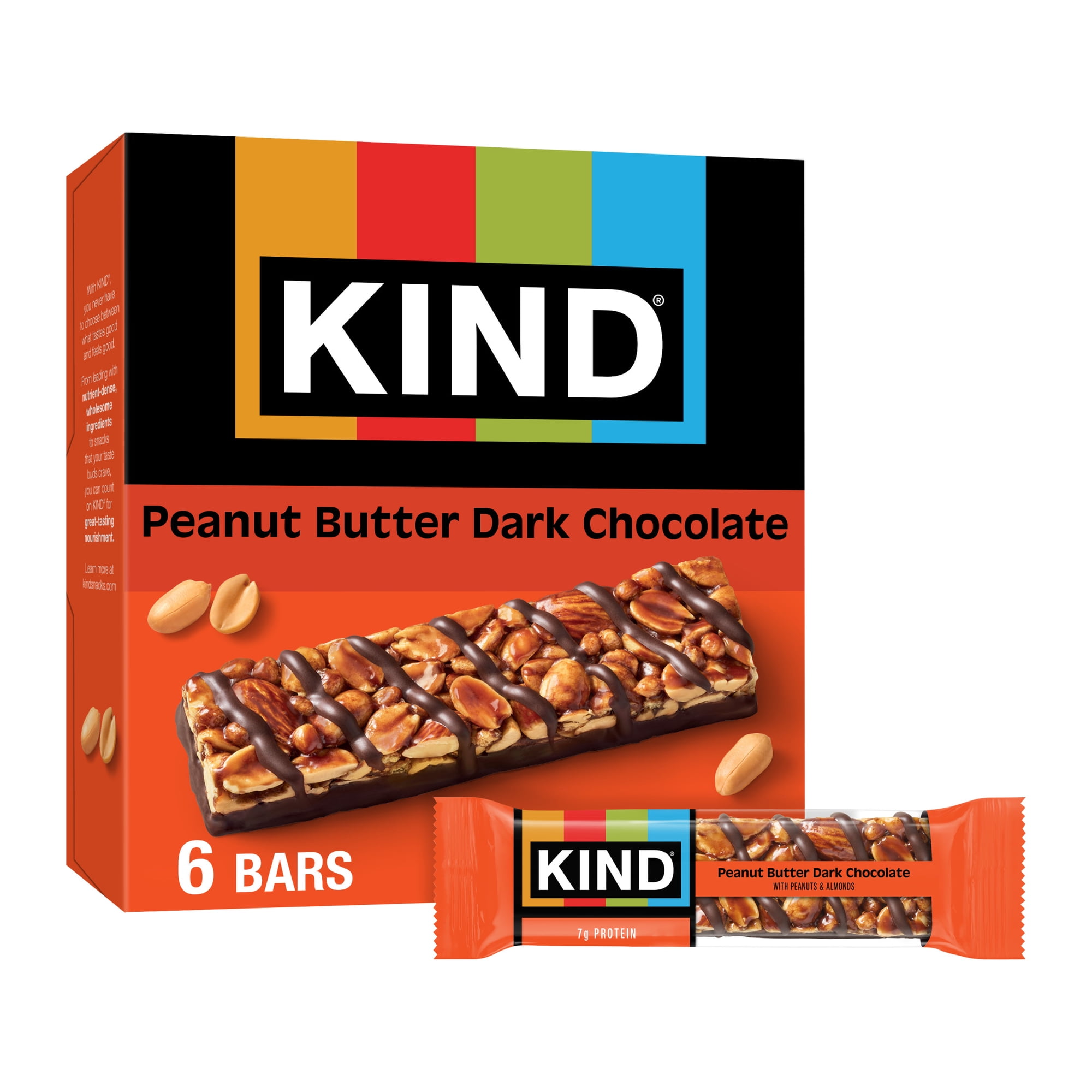 KIND Snack Bars, Peanut Butter Dark Chocolate, Gluten Free, Low Sodium, 1.4oz, 6 Count