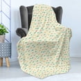 thumbnail image 4 of Shark Soft Flannel Fleece Blanket, Kids Nursery Pattern with Colorful Cartoon Silhouettes of Marine Wildlife Creatures, Cozy Plush for Indoor and Outdoor Use, 60" x 80", Multicolor, by Ambesonne, 4 of 5