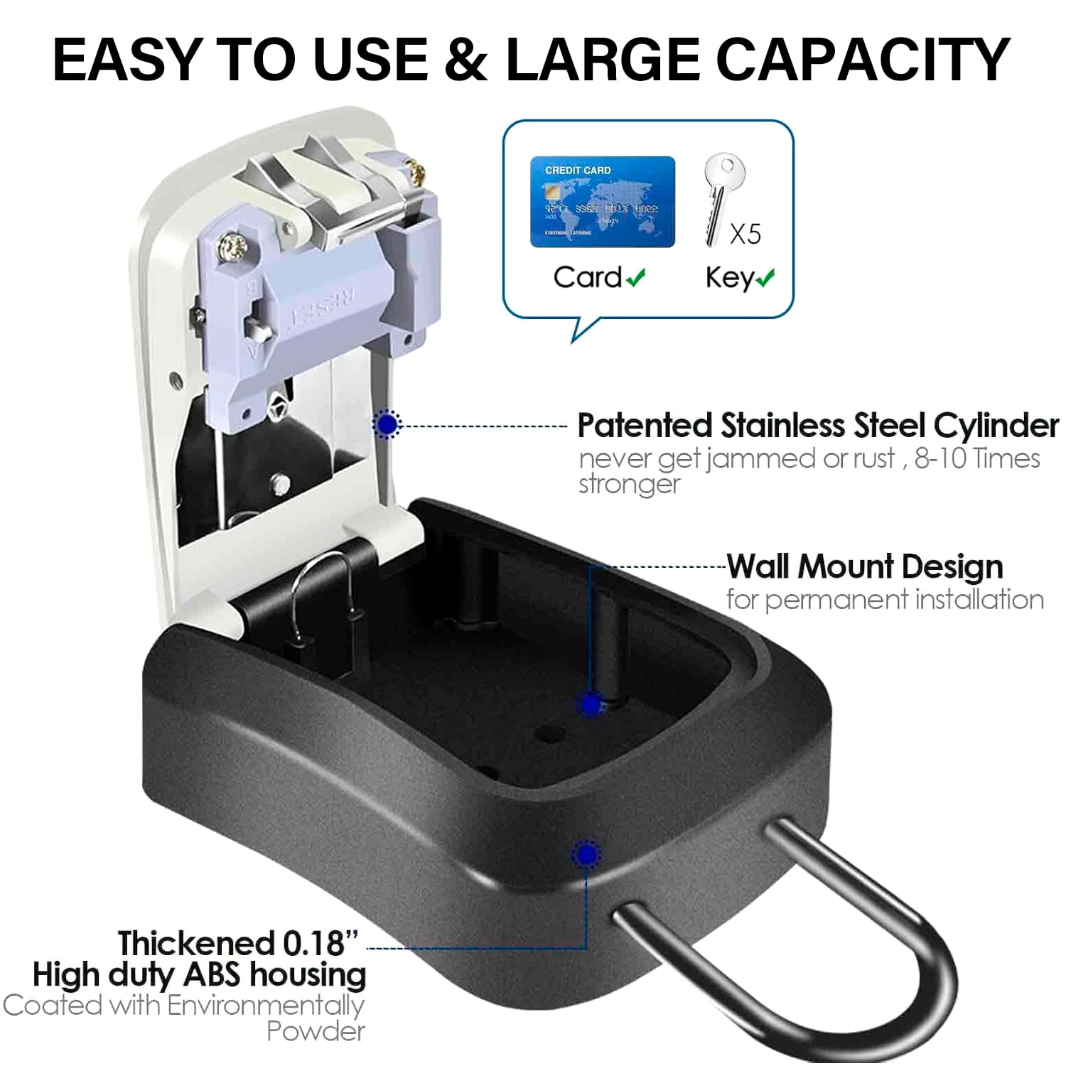 Key Lock Box for Outside,Portable Wall Mount Lockbox, Realtor Lockbox for House Keys Outdoor, Combination Key Hiders to Hide a Key Safe Storage