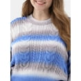thumbnail image 4 of No Boundaries Ombre Mixed Cable Knit Sweater, Midweight, Women's and Women's Plus, 4 of 4