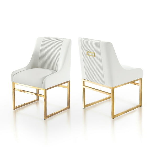 SEYNAR Modern Velvet Dining Chairs Set of 2, Upholstered Kitchen Side Chairs Accent Chairs for Living Room with Metal Frame（Beige）